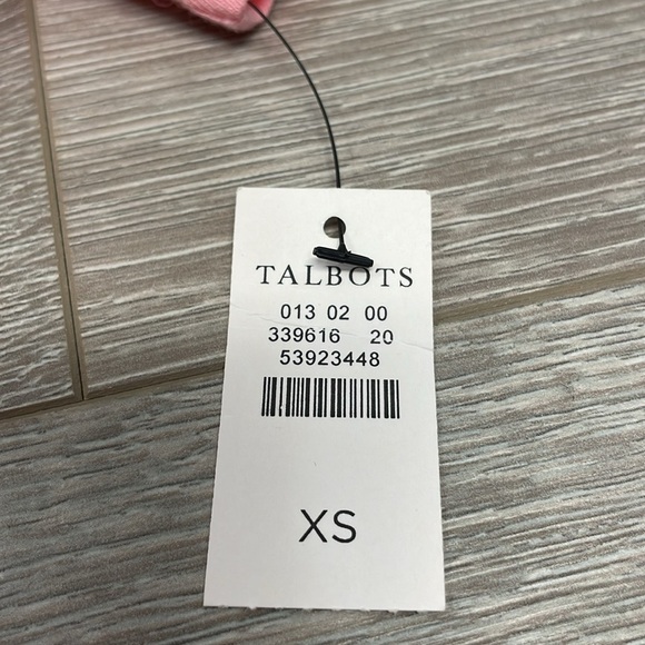 NWT Talbots Embroider Lace Trim Split Neck Cotton Tee Gardenia Pink XS - Picture 12 of 13